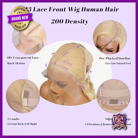 13x6 Lace Front Wig Human Hair 200 Density Body Wave Blonde Pre Plucked main image 4